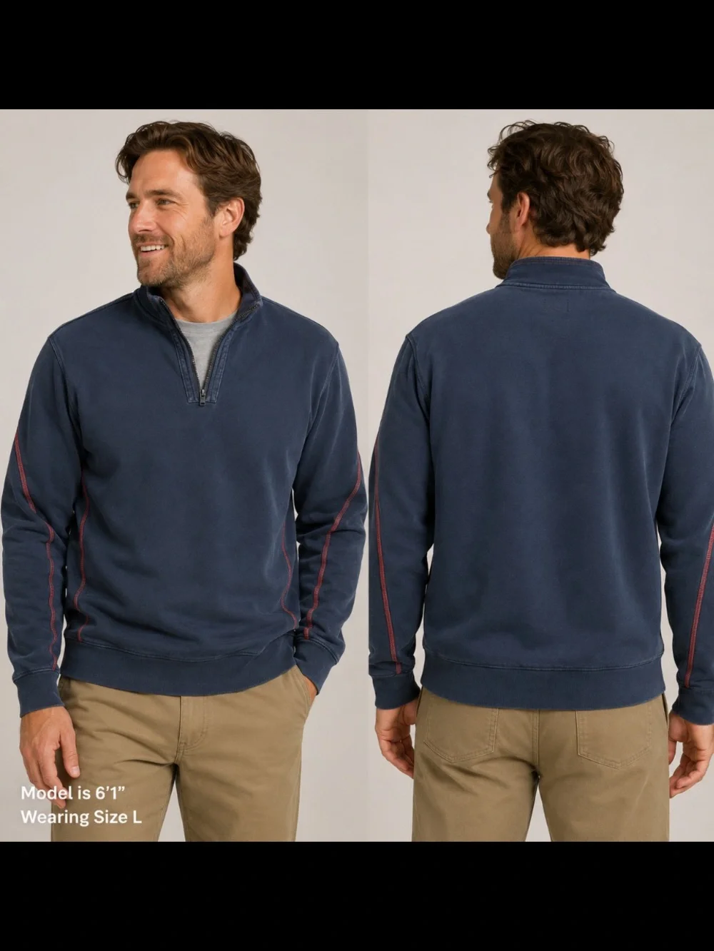 Orvis navy lakewashed 1/4 zip sweatshirt sz L